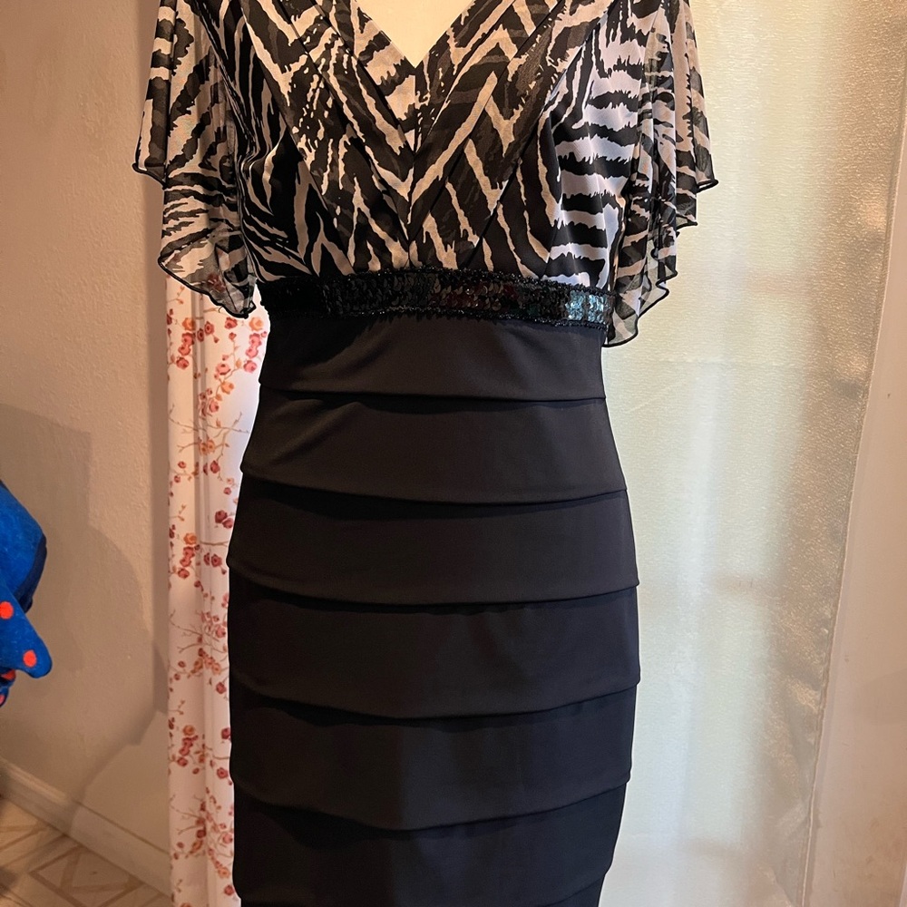 Enfocus Studio Black and White Midi Dress